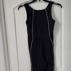 Black Athletic Jumpsuit with White Trim
